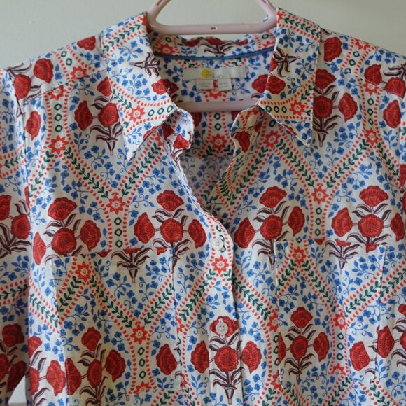 Boden linen shirt Ivory, Poppy Bloom 4P 4 petite - Picture 8 of 16